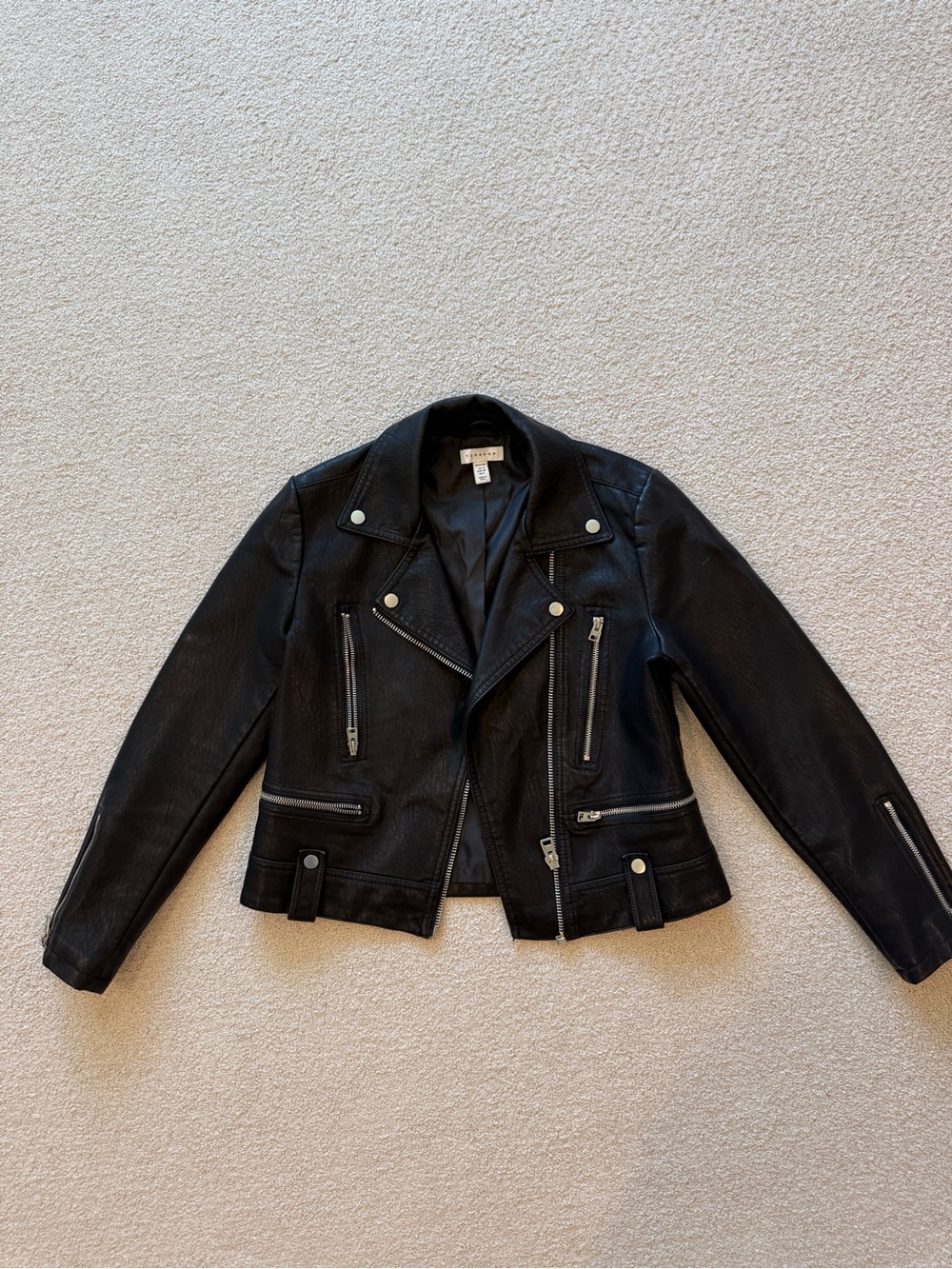 Topshop Black Moto-Style Bomber Jacket